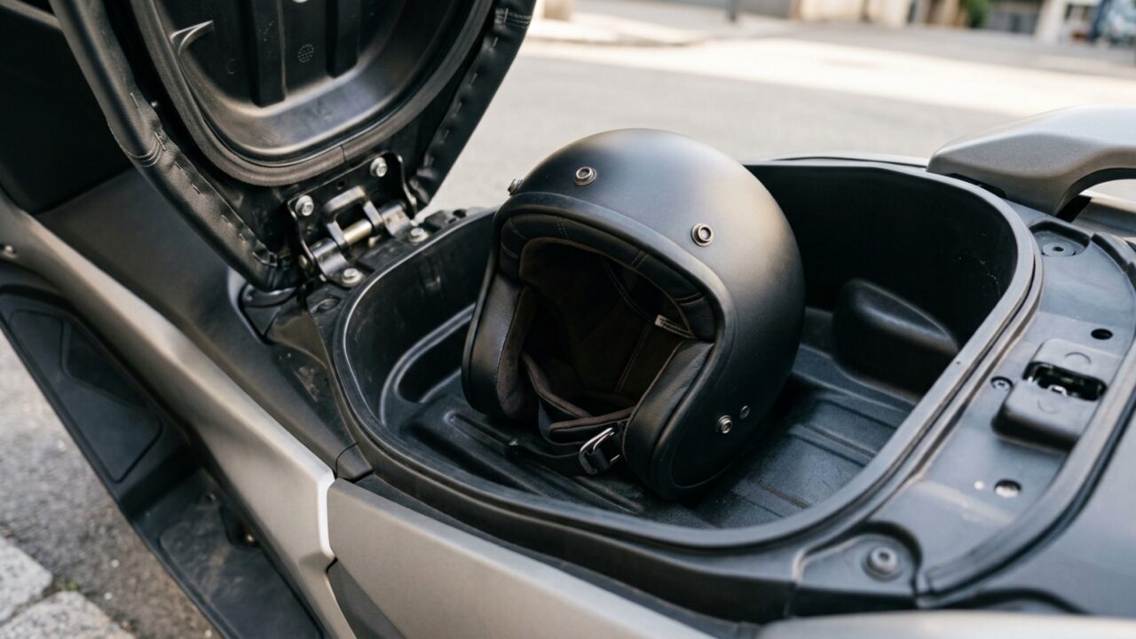 Scooter de 100 kg guarda um capacete em 19,7 litros e permite abastecer sem levantar o banco ou sair do assento