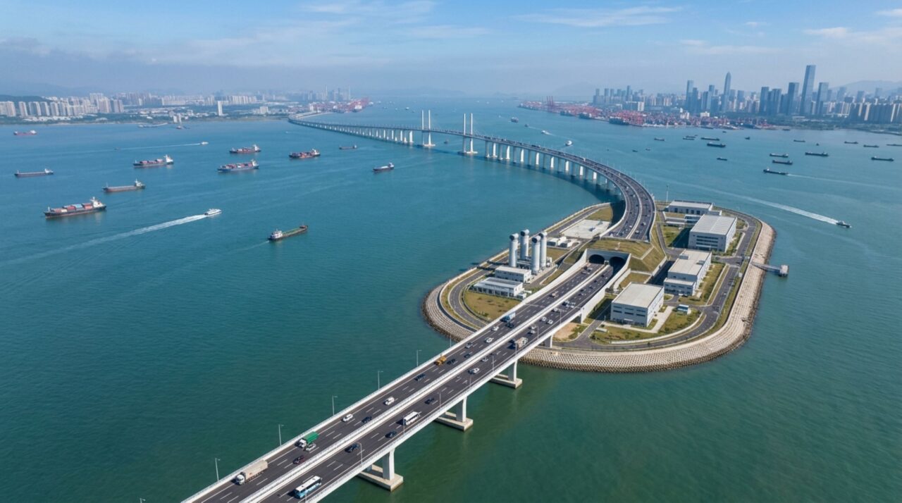 A megaconstrução bilionária que usa 2 ilhas artificiais, pontes gigantes e um túnel para cruzar o oceano na China