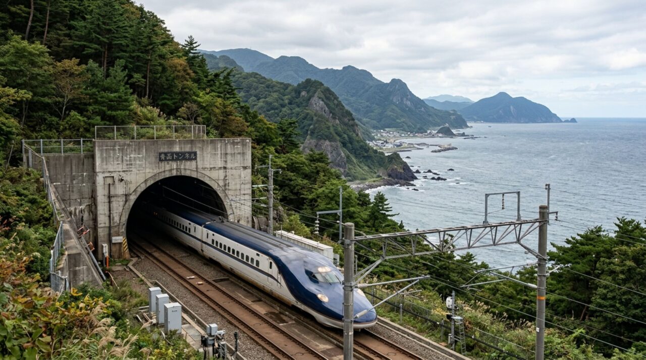O túnel ferroviário de 53 km que desce 240 metros sob o mar para unir duas grandes ilhas do Japão