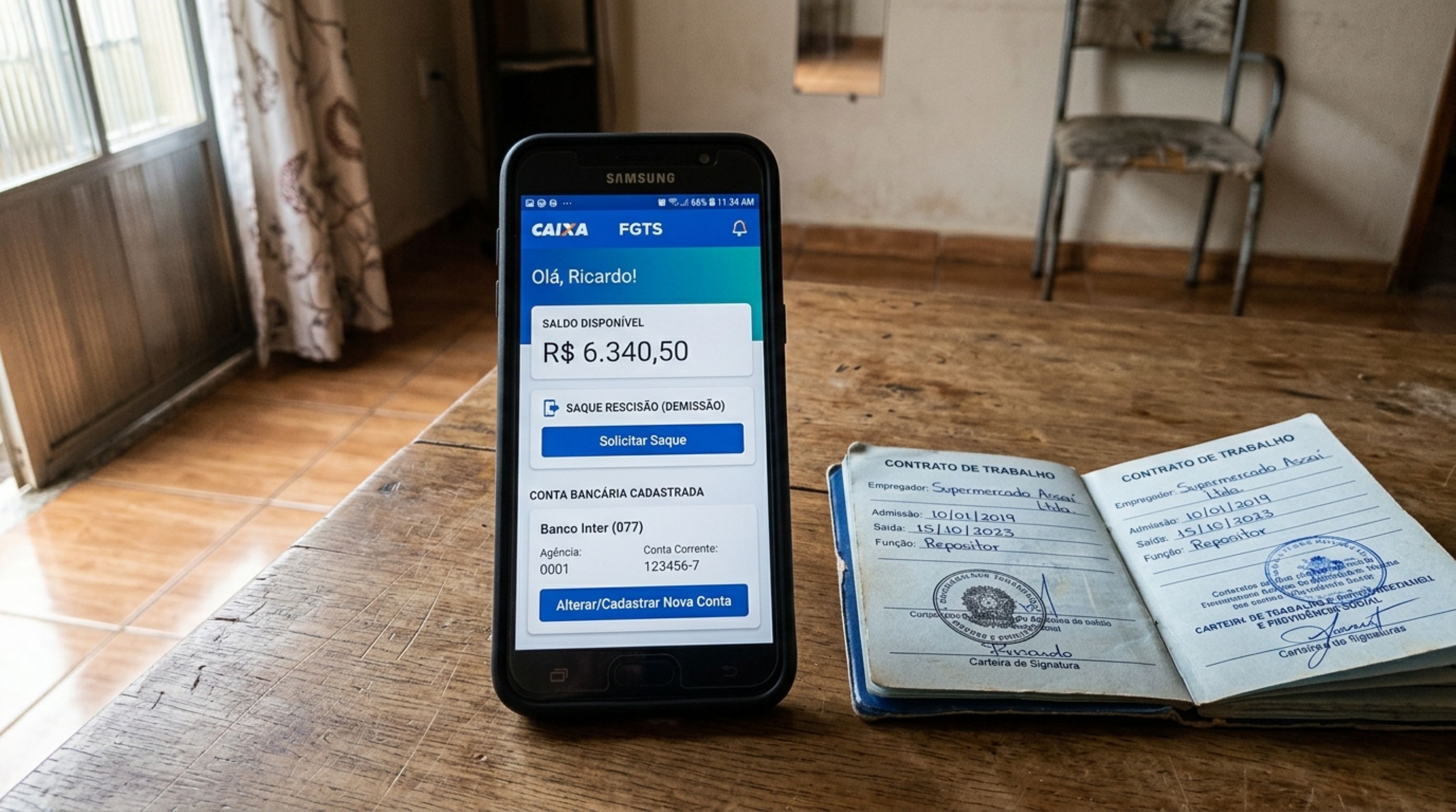 Trabalhador é demitido e acredita que precisa enfrentar fila em uma agência para pedir o FGTS, abre o celular e descobre quais solicitações podem ser feitas pelo aplicativo - QTU Questões do Universo