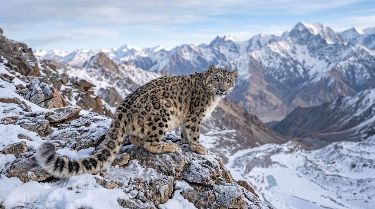 As características, o habitat e os comportamentos de sobrevivência do leopardo-das-neves em seu ambiente natural