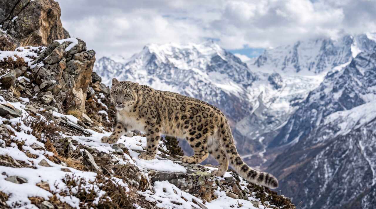 As características, o habitat e os comportamentos de sobrevivência do leopardo-das-neves em seu ambiente natural