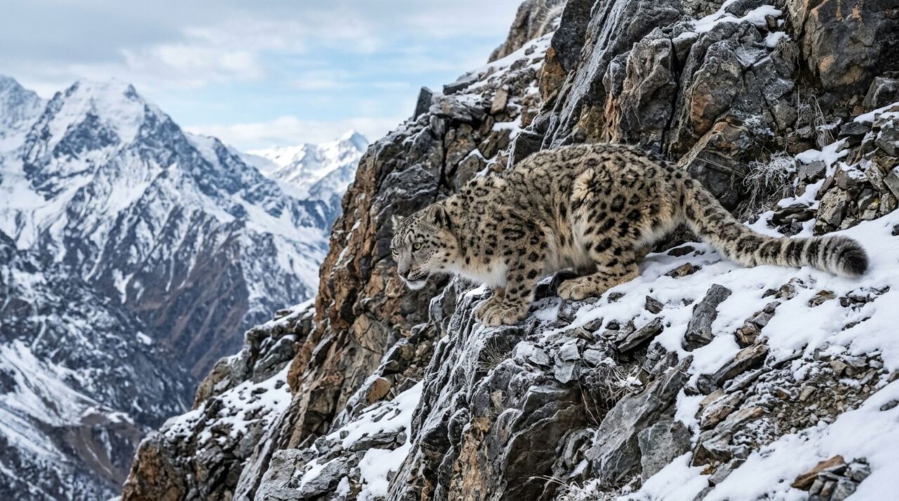 O felino fantasma que vive isolado a 5.000 metros de altitude e consegue caçar presas com o triplo do seu peso na rocha pura