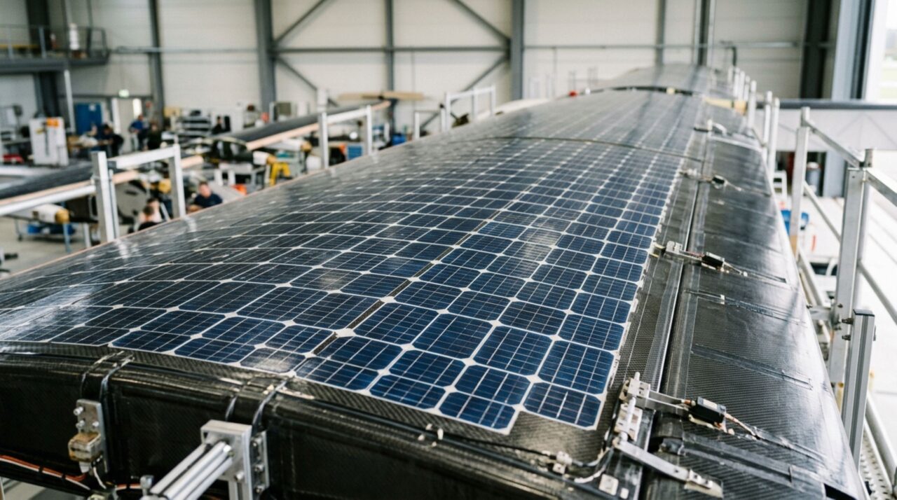 Mais de 17 mil células fotovoltaicas alimentavam baterias para garantir o voo durante a noite