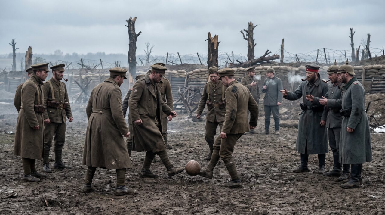 Soldados britânicos e alemães saíram das trincheiras no Natal de 1914 para conversar, trocar presentes e até jogar futebol, numa série de tréguas improvisadas que aconteceu em alguns trechos da frente sem qualquer acordo geral entre os exércitos