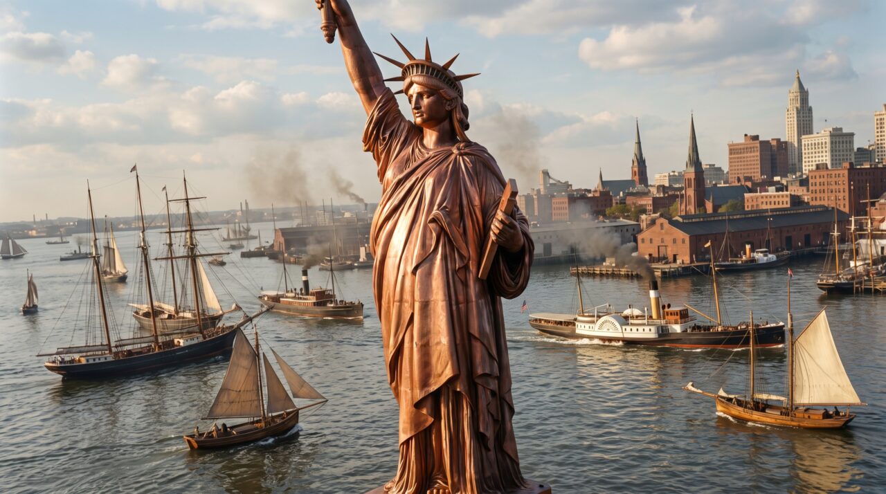 Estátua da Liberdade era marrom quando foi inaugurada em 1886 e levou cerca de 30 anos para ficar verde, porque o cobre da superfície reagiu naturalmente com o ambiente e criou a camada que hoje protege o monumento
