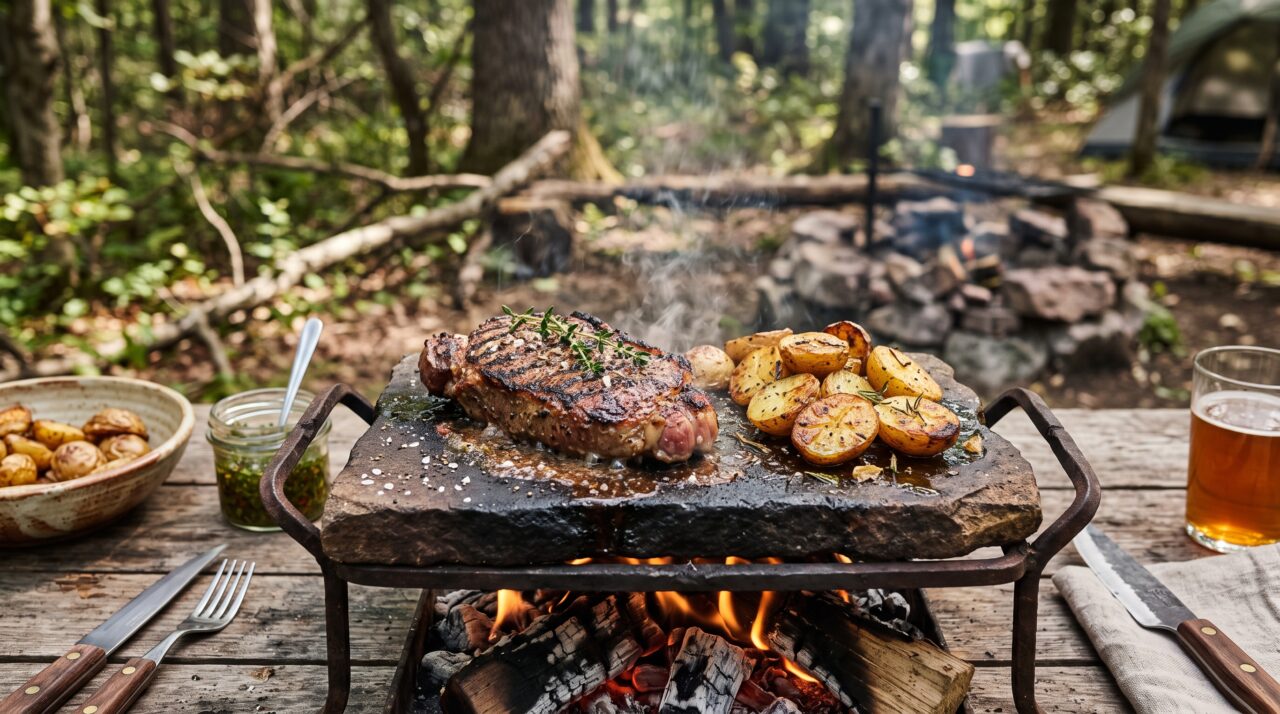 Preparo de carnes na natureza.