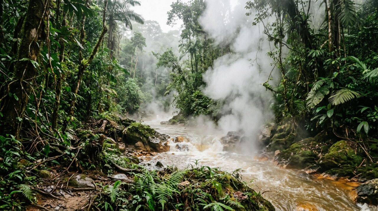 Fuja deste rio místico escondido na floresta cujas águas passam de 90°C e podem matar animais