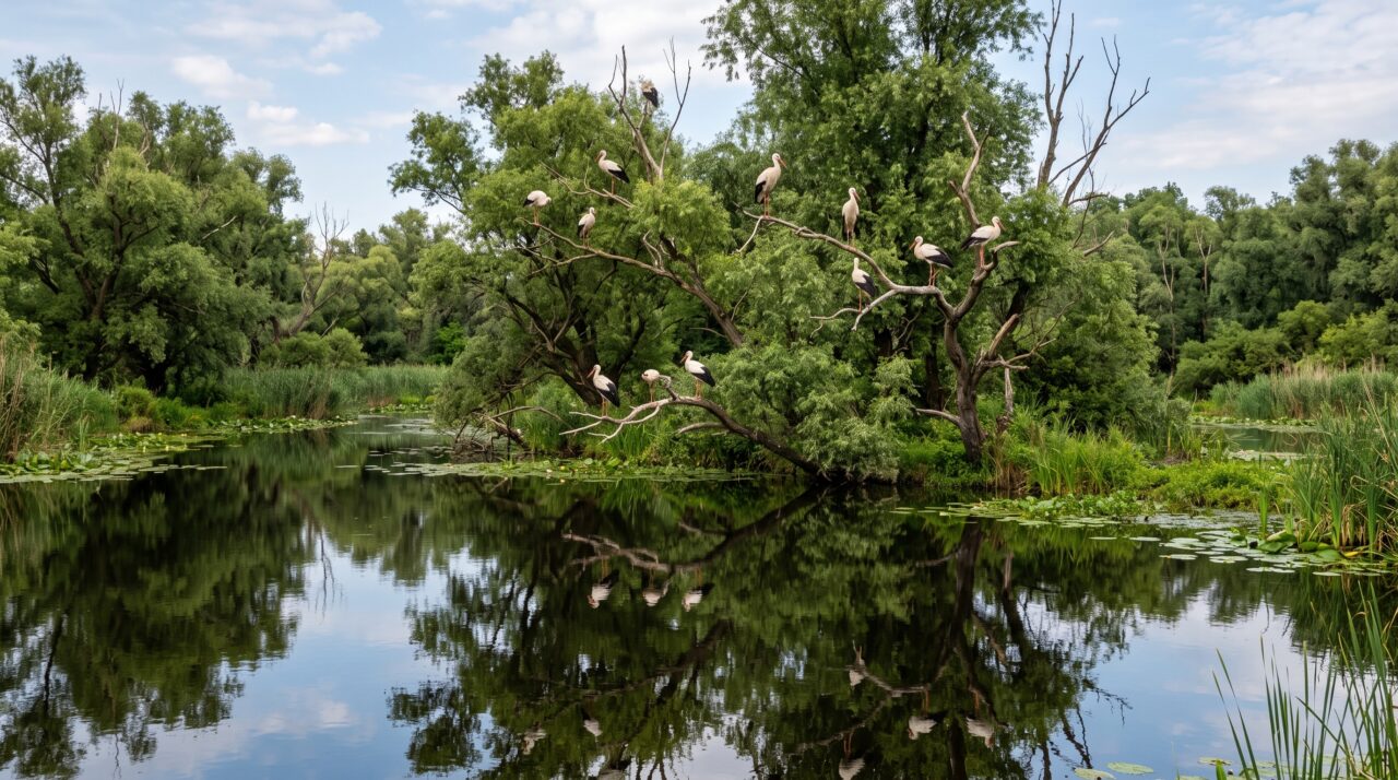 Este casal comprou um pantano de 18 hectares para evitar um desenvolvimento imobiliário e 15 anos depois o lugar se transformou em um ecossistema de vida silvestre com 275 cegonhas e outras espécies