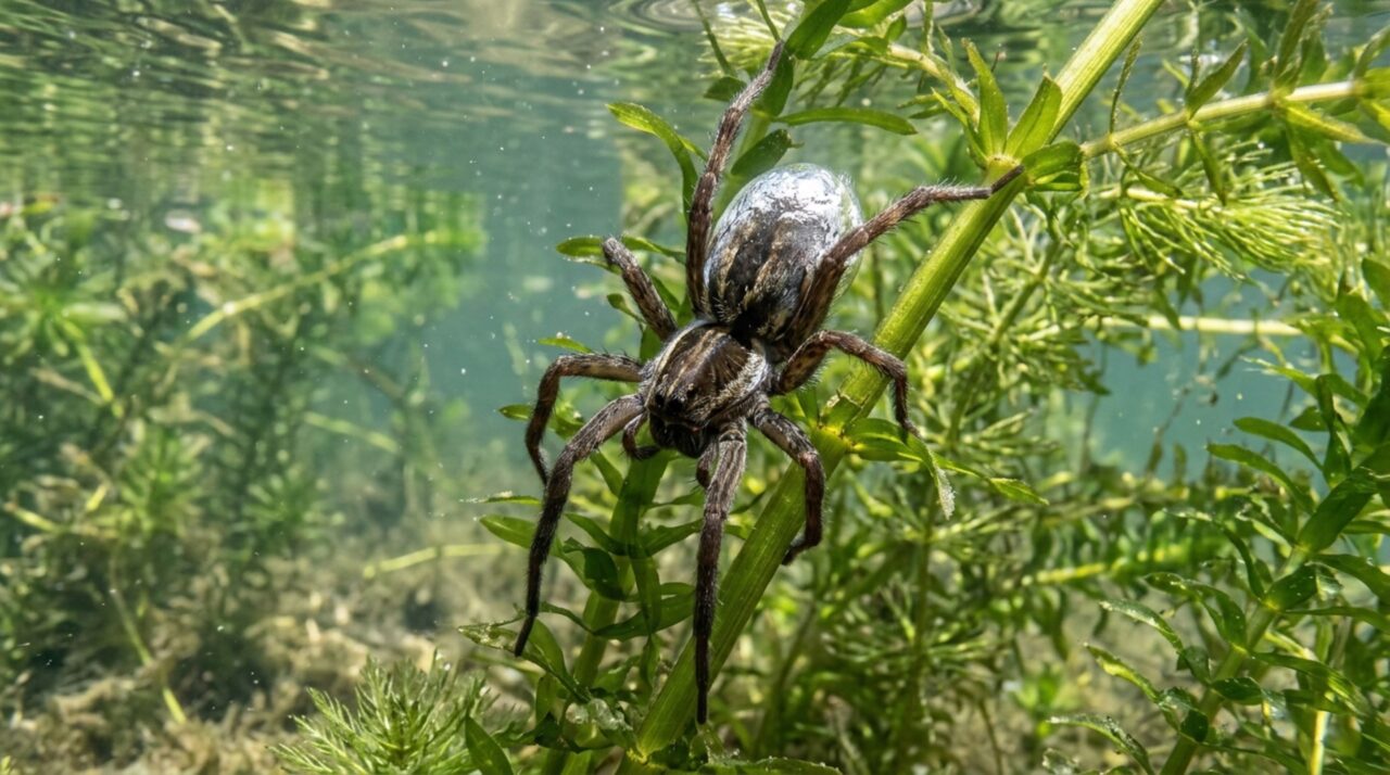 Pelos hidrofóbicos retêm camada de ar permitindo a submersão do aracnídeo