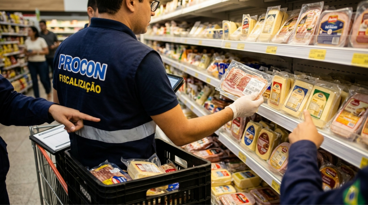Supermercado é autuado pelo Procon por vender queijos, bacon e chips vencidos