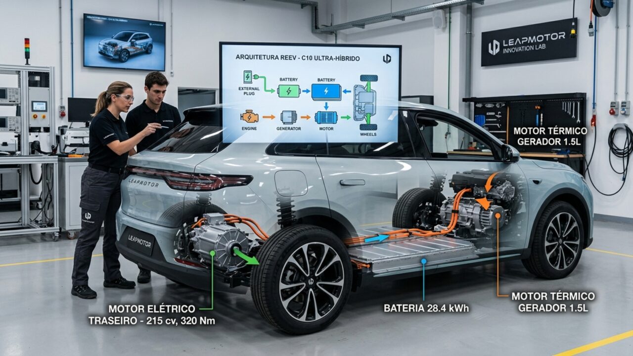 SUV de 215 cv recarrega enquanto roda e promete viajar até 950 km sem depender apenas de uma tomada