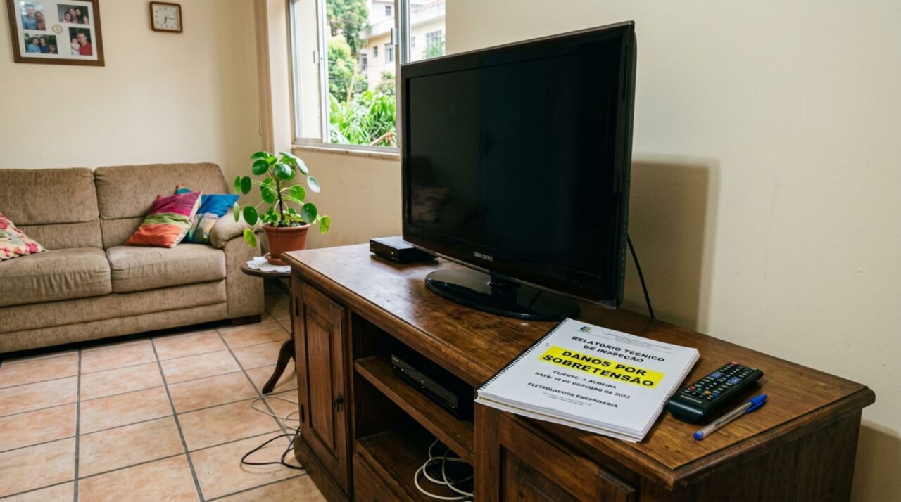 Morador tem televisão e geladeira avaliadas em R$ 8 mil, queimadas após queda de luz em sua casa, pede ressarcimento e a distribuidora de energia nega o pagamento depois de uma análise técnica apontar outra causa para os danos