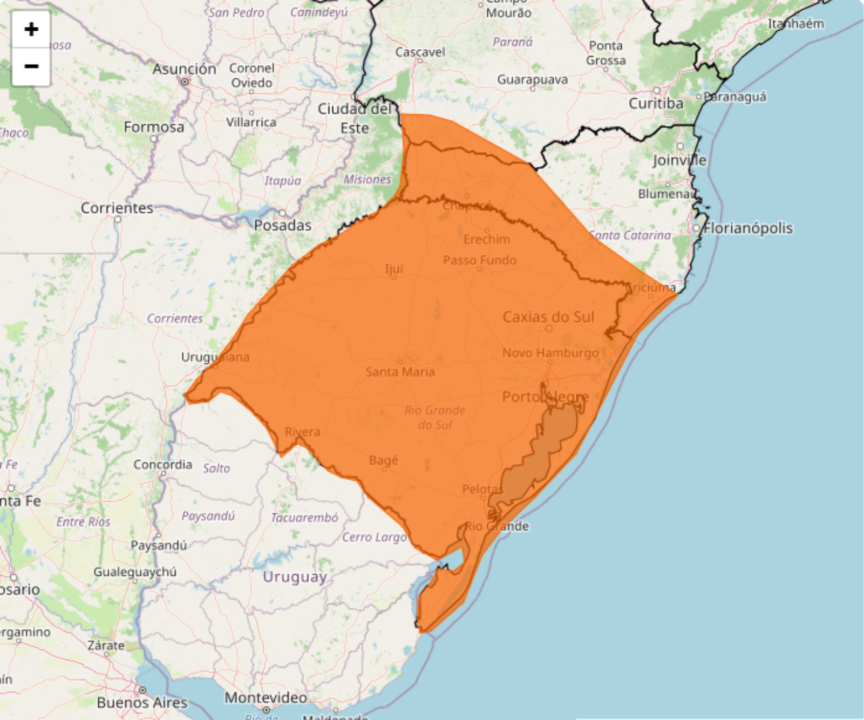 Tempestade com chuva extrema, ventos violentos e possibilidade de granizo nesta 5°feira, 20; veja as regiões