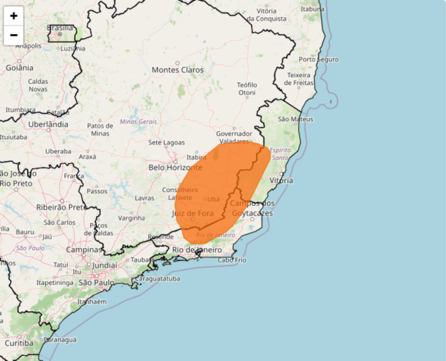 Tempestade severa ameaça municípios de MG, ES e RJ nesta quinta-feira, 27