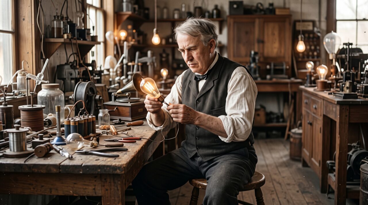 A frase de Thomas Edison sobre talento, esforço e o papel da dedicação para alcançar o sucesso.