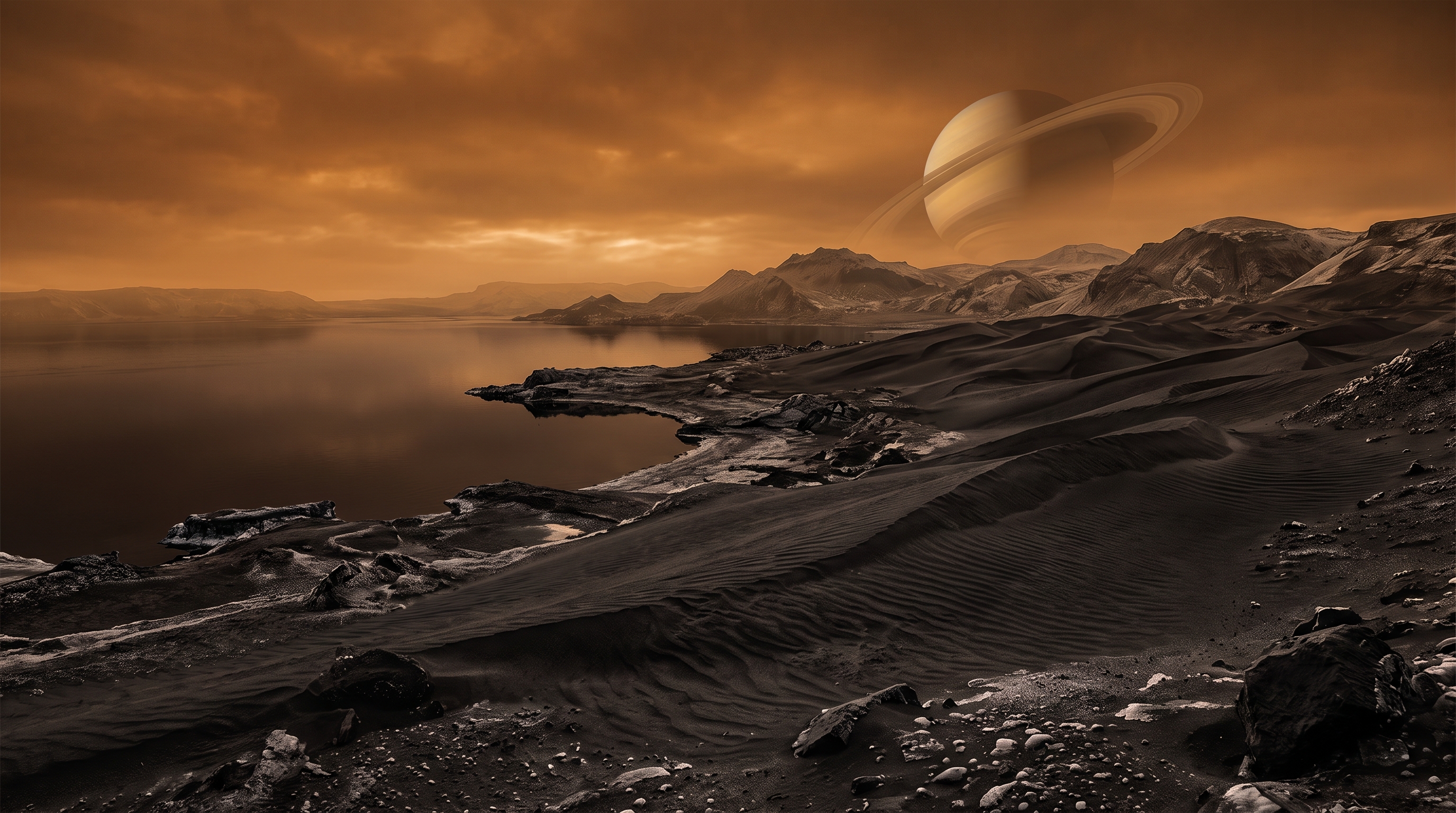 Titã, lua de Saturno, possui uma atmosfera mais densa que a da Terra e mares onde se poderia navegar, sendo o único lugar além da Terra onde uma pessoa poderia permanecer ao ar livre sem um traje pressurizado - QTU Questões do Universo