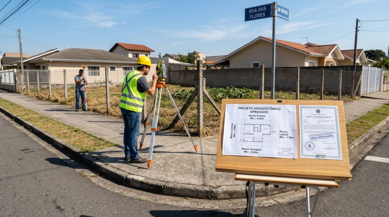 Casal compra terreno de esquina, termina a construção e, ao fazer entrada da garagem, descobre diferença entre a planta do loteamento e as medidas usadas pelo pedreiro