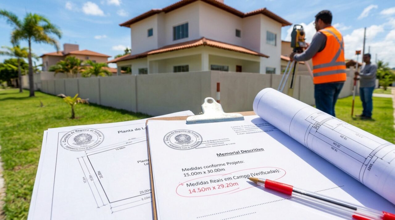Casal constrói casa usando medidas do contrato de compra e venda e, ao pedir regularização, descobre que matrícula apresenta área diferente