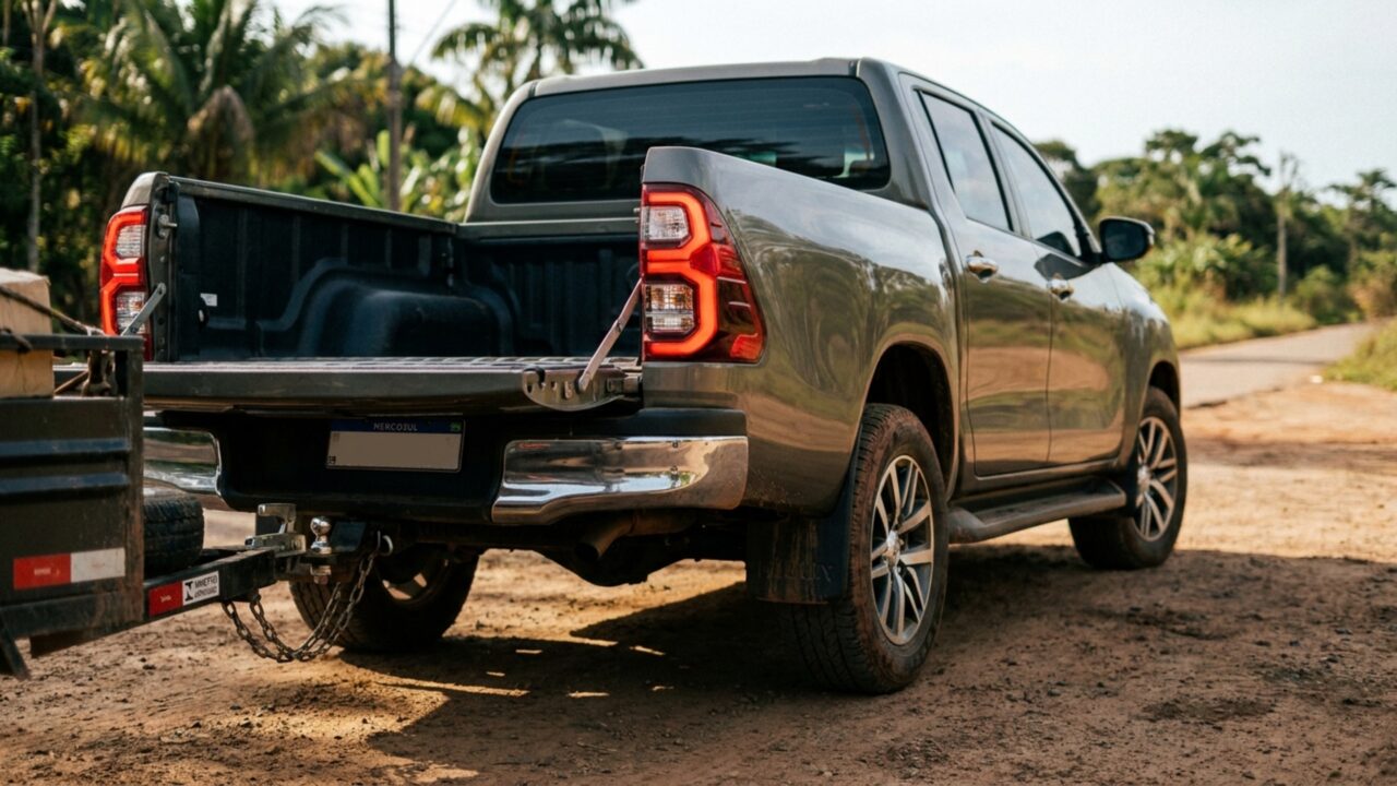 Com motor diesel de 204 cv esta picape 4x4 pode rebocar 3.500 kg usando engate genuíno aprovado pelo Inmetro