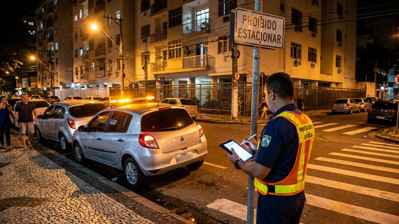 Entregador deixa o carro em fila dupla com o pisca-alerta ligado por menos de 3 minutos, volta após entregar o pedido e encontra uma multa que pode pesar mais do que todo o trabalho daquela noite