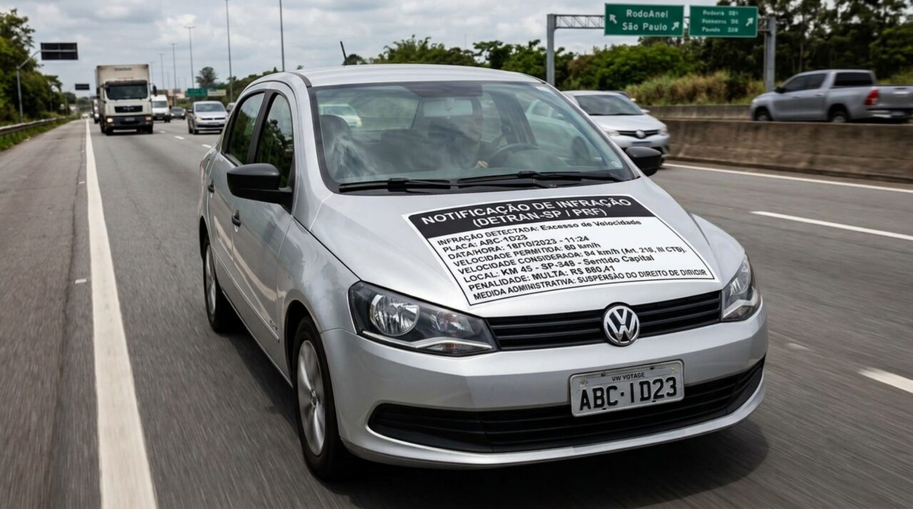 Condutor acelera mais de 50% acima do limite para chegar a um compromisso, radar registra a passagem e ele recebe multa triplicada e suspensão do direito de dirigir