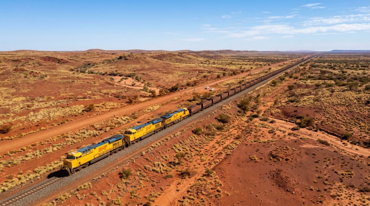 O trem de carga infinito com 7 quilômetros de comprimento e 4 locos que corta o deserto carregando toneladas de minério