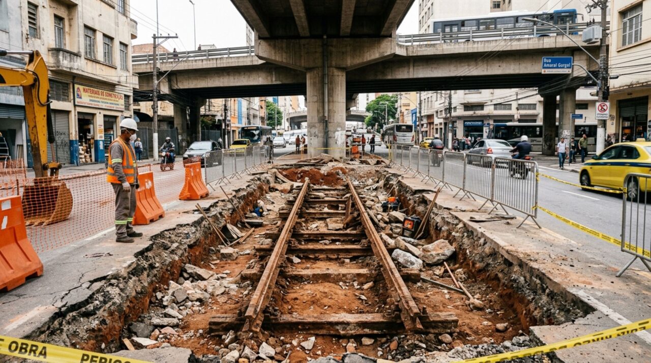 Um pesquisador de 32 anos caminhava debaixo do Minhocão, olhou para dentro de uma vala aberta pela obra, reconheceu trilhos de bonde instalados a partir de 1900 e pediu embargo, e o Iphan mandou parar o serviço em três dias