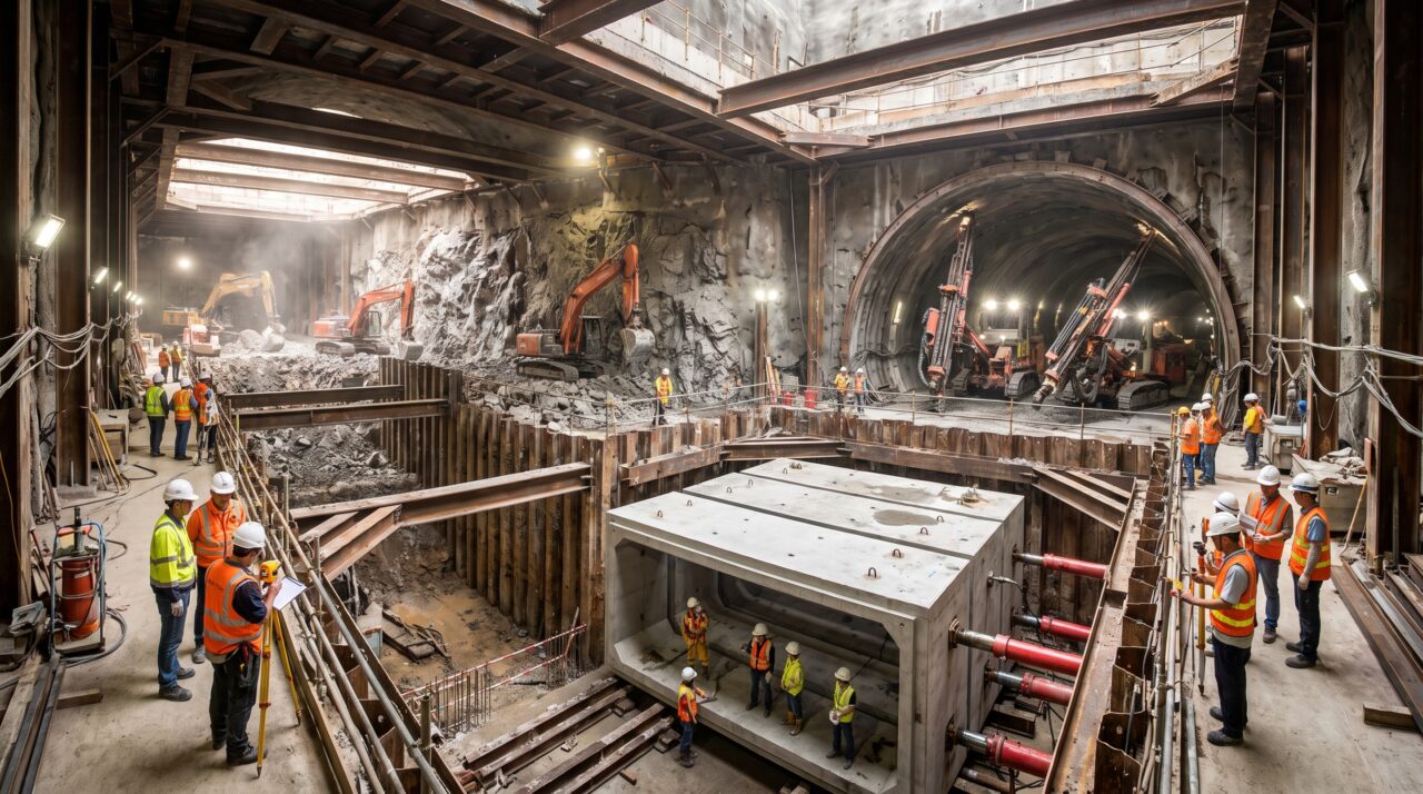 Para construir apenas 1 km deste túnel, engenheiros precisaram usar quatro técnicas diferentes e empurrar uma estrutura com força equivalente ao peso de dezenas de aviões gigantes