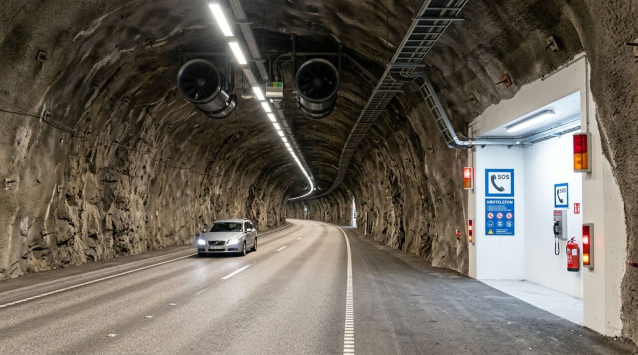 Os sistemas de iluminação e ventilação projetados para a travessia segura de 24,5 quilômetros