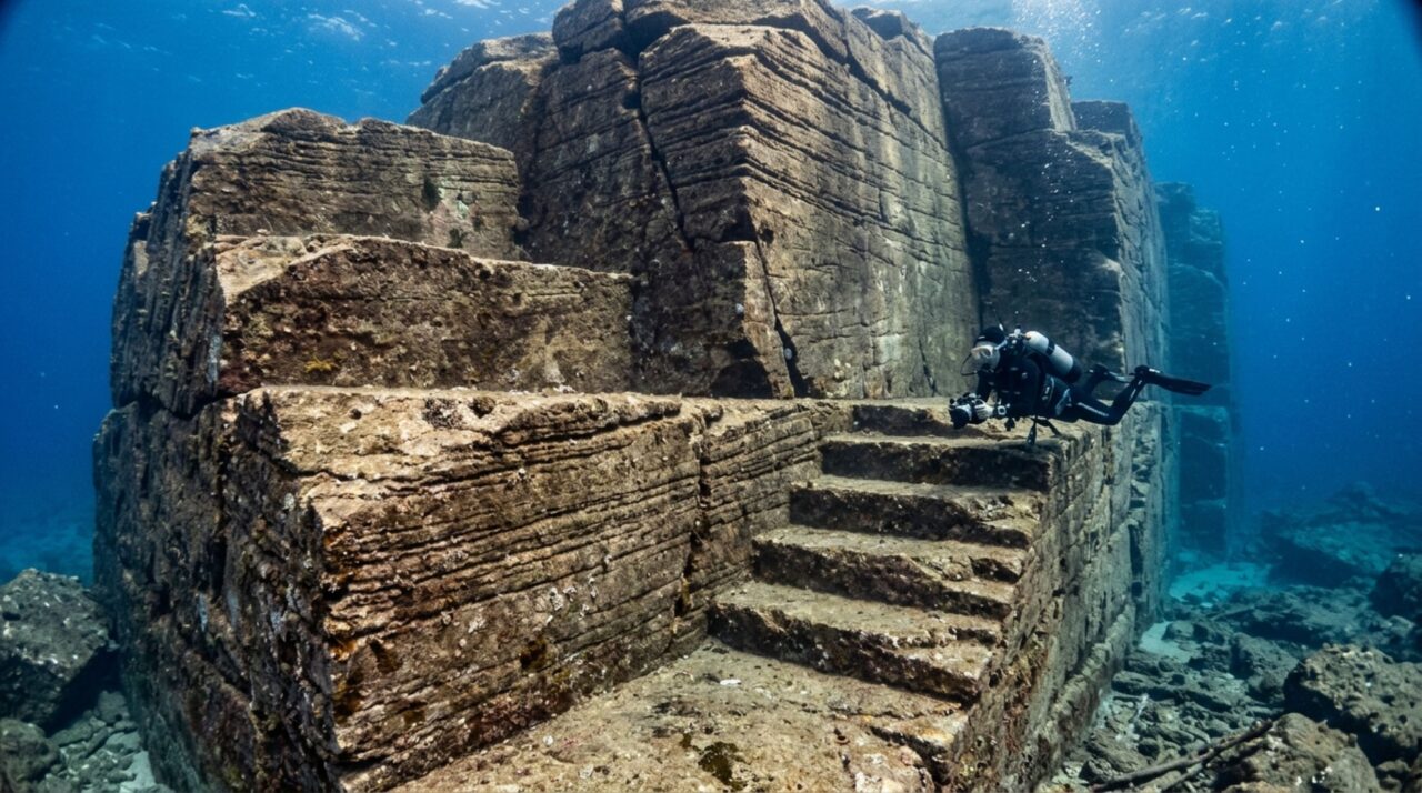 As fraturas e camadas sedimentares do Monumento de Yonaguni oferecem uma explicação geológica plausível para suas paredes aparentes, terraços e superfícies regulares
