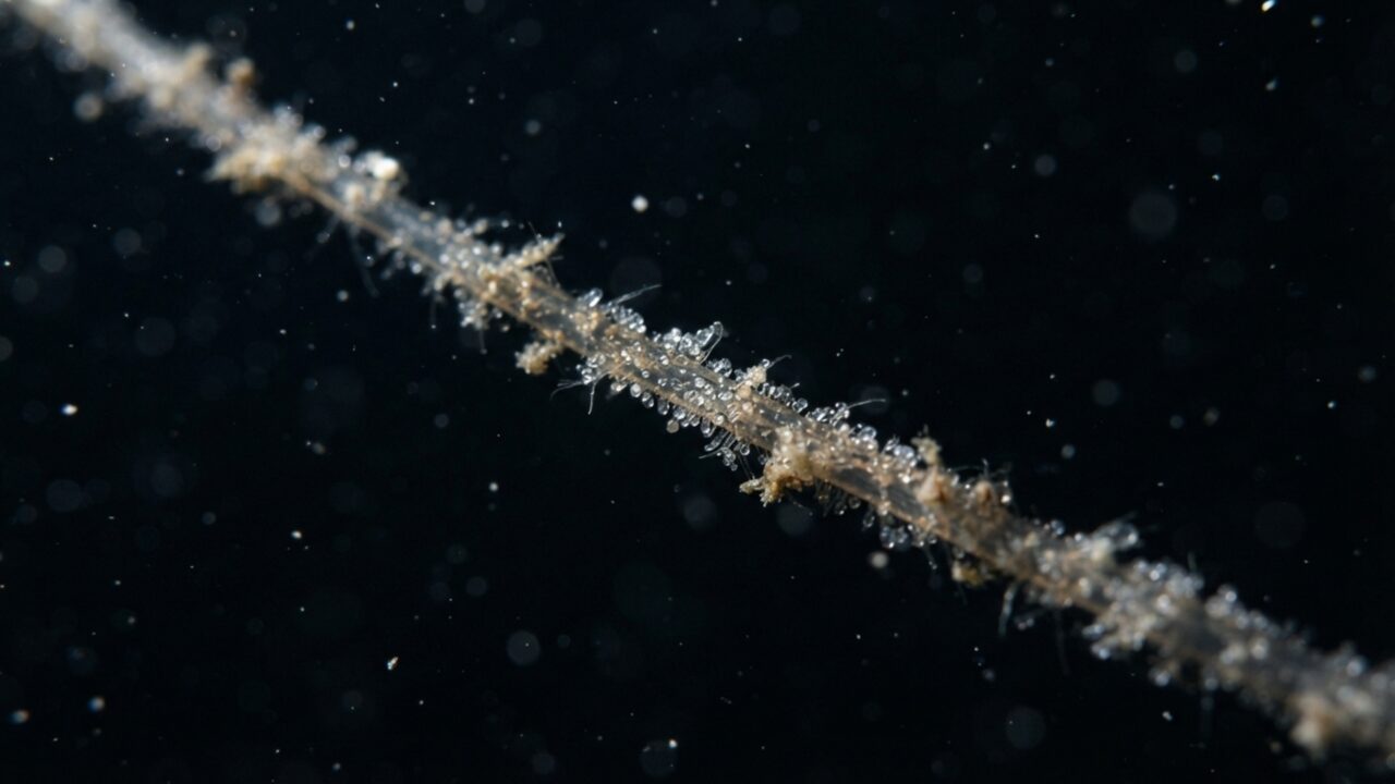 Ele parece uma lula de filme de terror, mas vive recolhendo restos que caem lentamente pelo oceano profundo