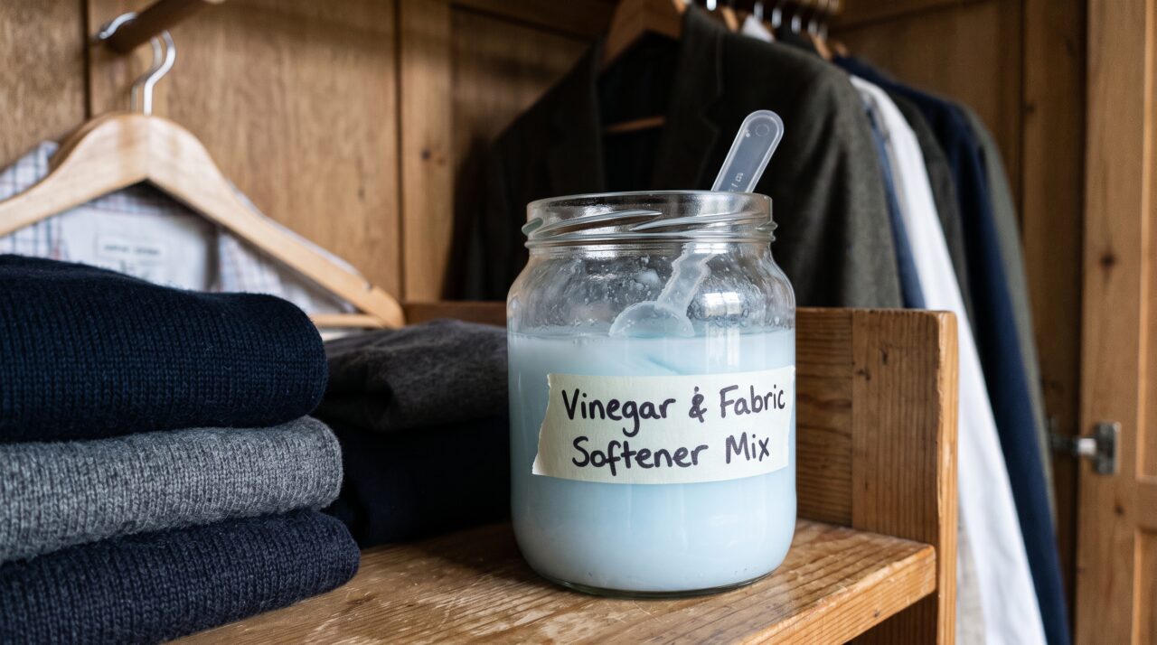 Truque de colocar vinagre com amaciante no guarda-roupa para eliminar mofo e cheiro ruim.