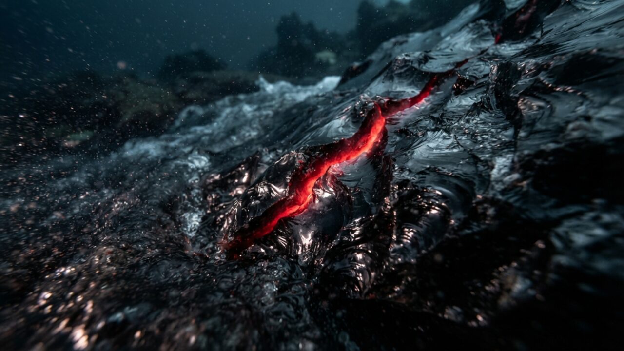 Um vulcão pode entrar em erupção no fundo do oceano sem que praticamente nada apareça na superfície, mesmo quando muita lava está sendo liberada