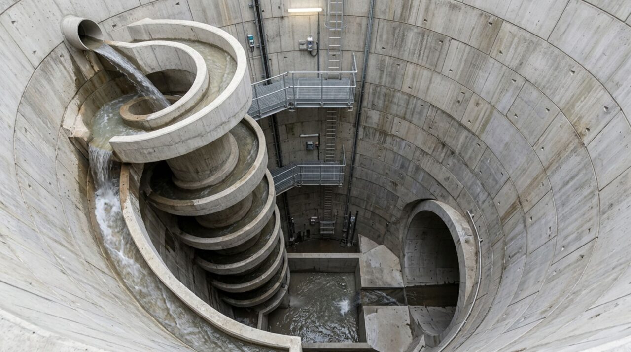 Sistema de poços verticais e interceptores para controle de águas pluviométricas