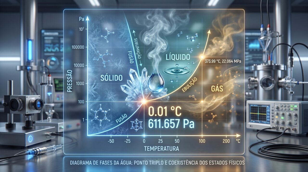 Existe uma condição exata de temperatura e pressão em que a água existe ao mesmo tempo como sólido, líquido e gás, e ela já serviu de base para definir uma unidade internacional de medida