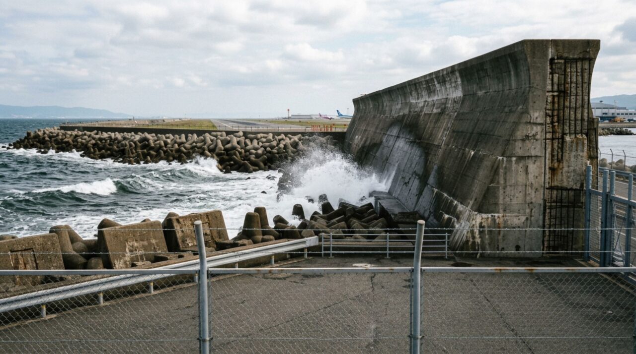 Diques e barreiras elevadas para proteger pistas e terminais do avanço do mar