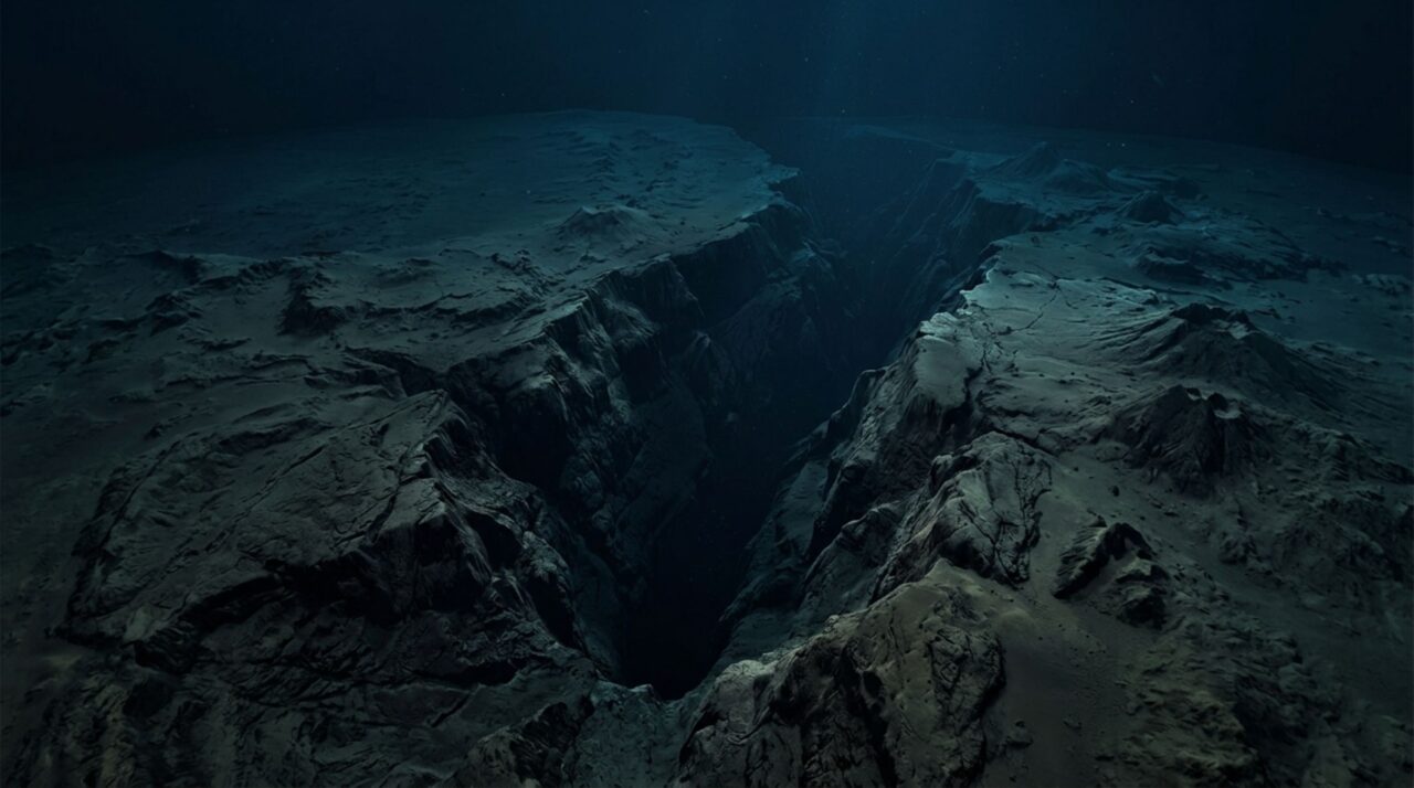 No Pacífico ocidental, a Fossa das Marianas concentra o Challenger Deep, ponto mais profundo conhecido do oceano, dentro de uma bacia que também abriga algumas das estruturas tectônicas mais extremas da Terra