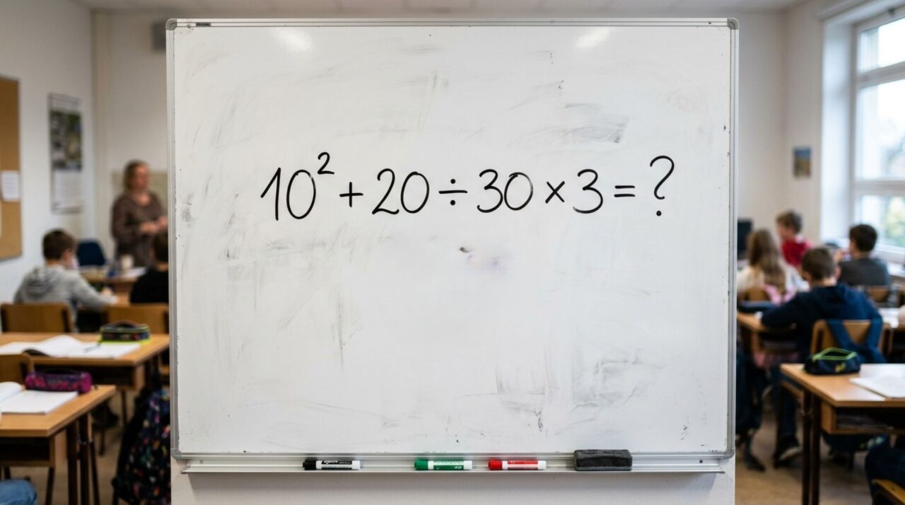 Este cálculo 10² + 20 ÷ 30 x 3 parece simples, mas muita gente erra