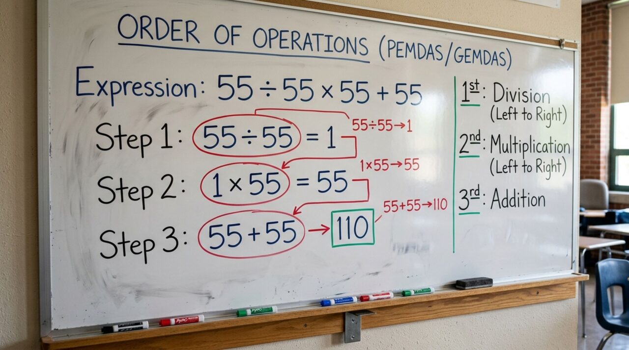 A conta 55 + 55 ÷ 55 x 55 parece fácil, mas poucos acertam de primeira