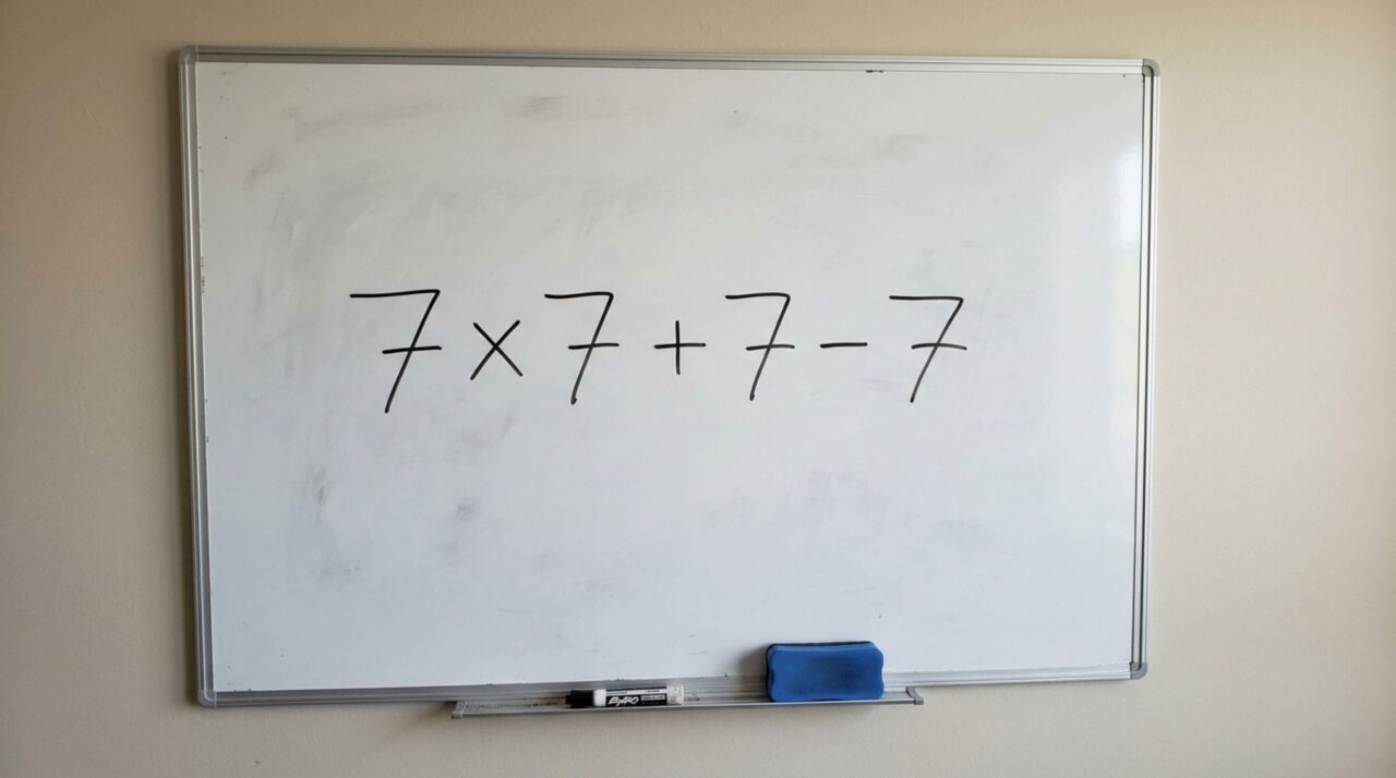 O cálculo 7 x 7 + 7 – 7 parece fácil, mas pode enganar até os mais atentos