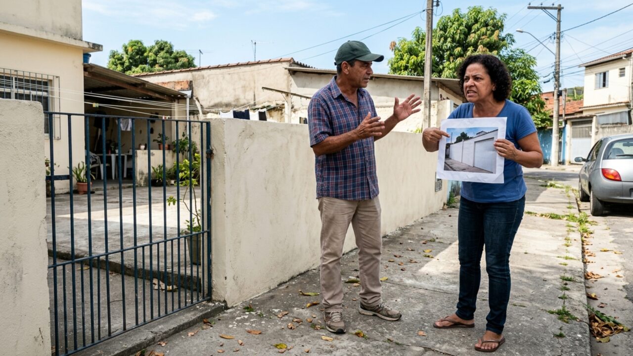Moradora chega em casa e descobre que vizinho reduziu a altura do muro compartilhado para melhorar ventilação, ela exige reconstrução por ter perdido privacidade e segurança