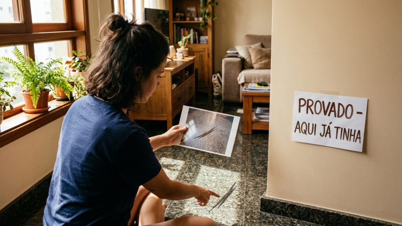 Inquilina entrega apartamento pintado depois de quatro anos, mas imobiliária retém caução de R$ 6.200 por marcas que já apareciam na primeira vistoria