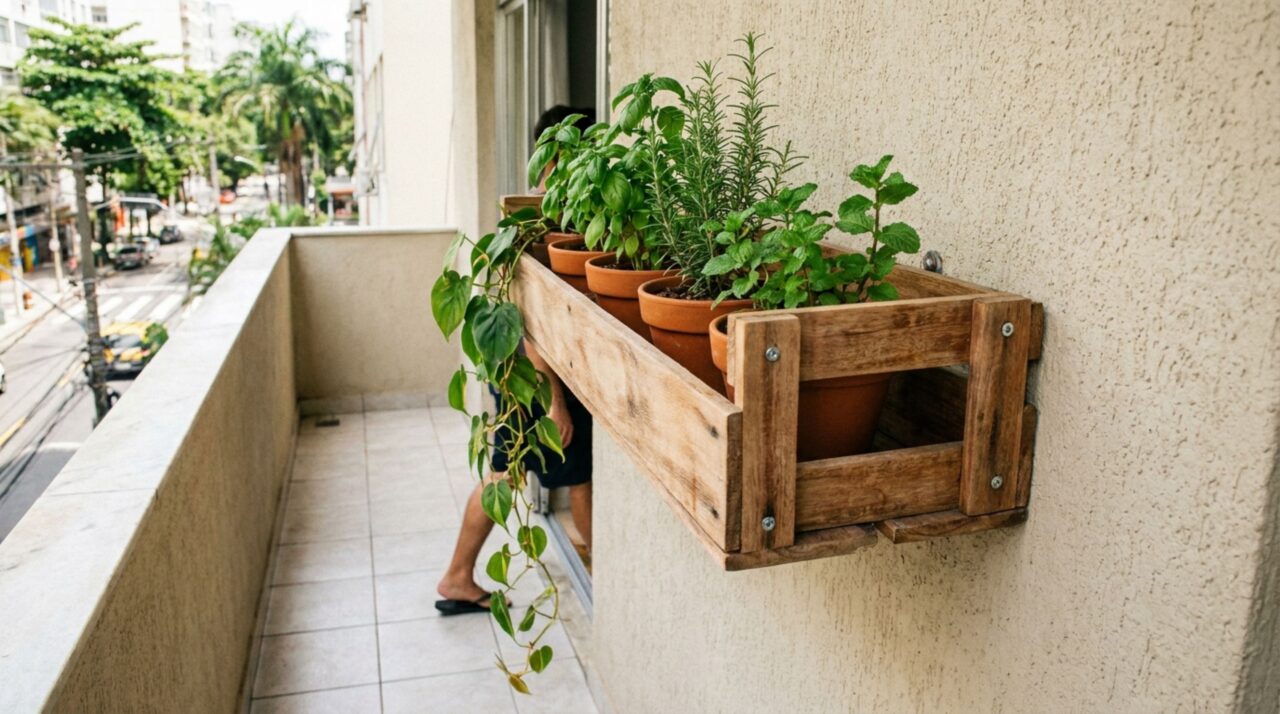 Como transformei caixotes de feira em uma horta vertical com cara de jardim decorado por profissional