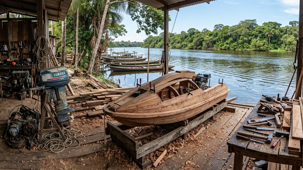 Aos 37 anos, o ribeirinho construiu com madeira um jet ski de 4,5 metros e 38 cavalos gastando menos de R$ 1.000, rodou no rio da própria comunidade, viralizou, e acabou recebendo a visita da Marinha, que embargou os testes