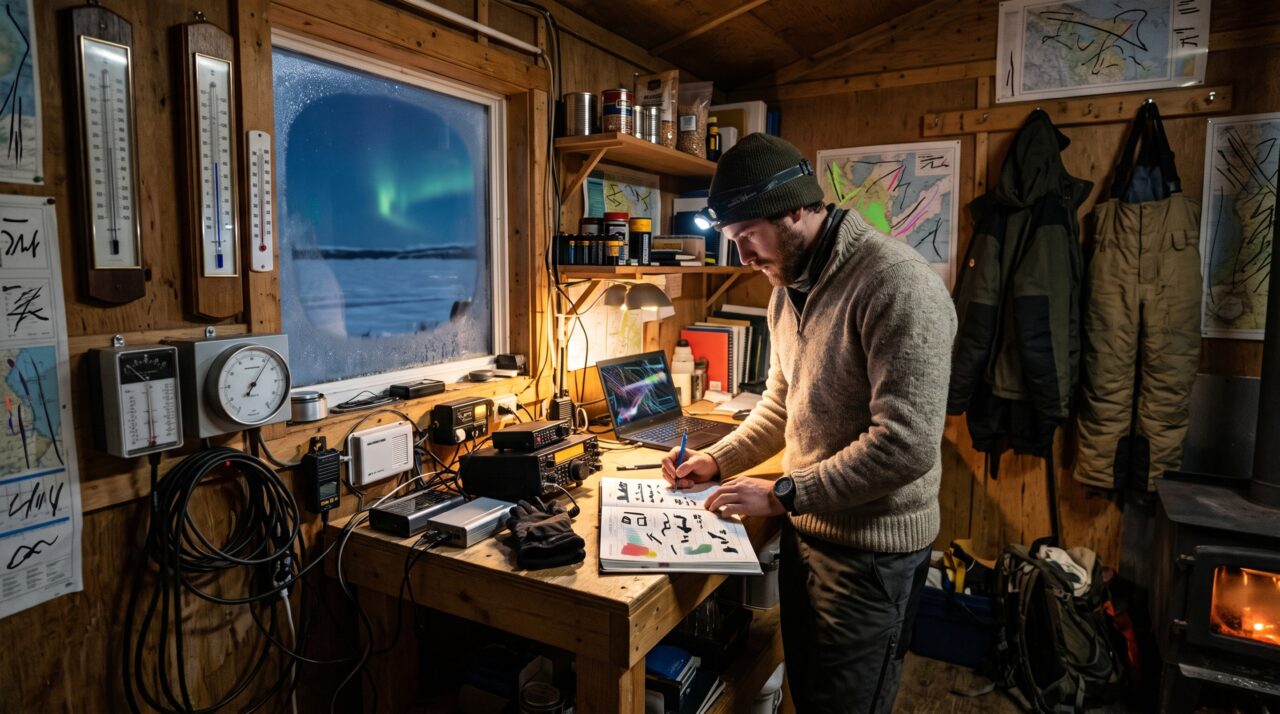 Jovem aceita trabalhar sozinho durante seis meses numa estação meteorológica isolada no norte do Canadá e começa a anotar todas as noites em que a aurora aparece sobre o lago congelado