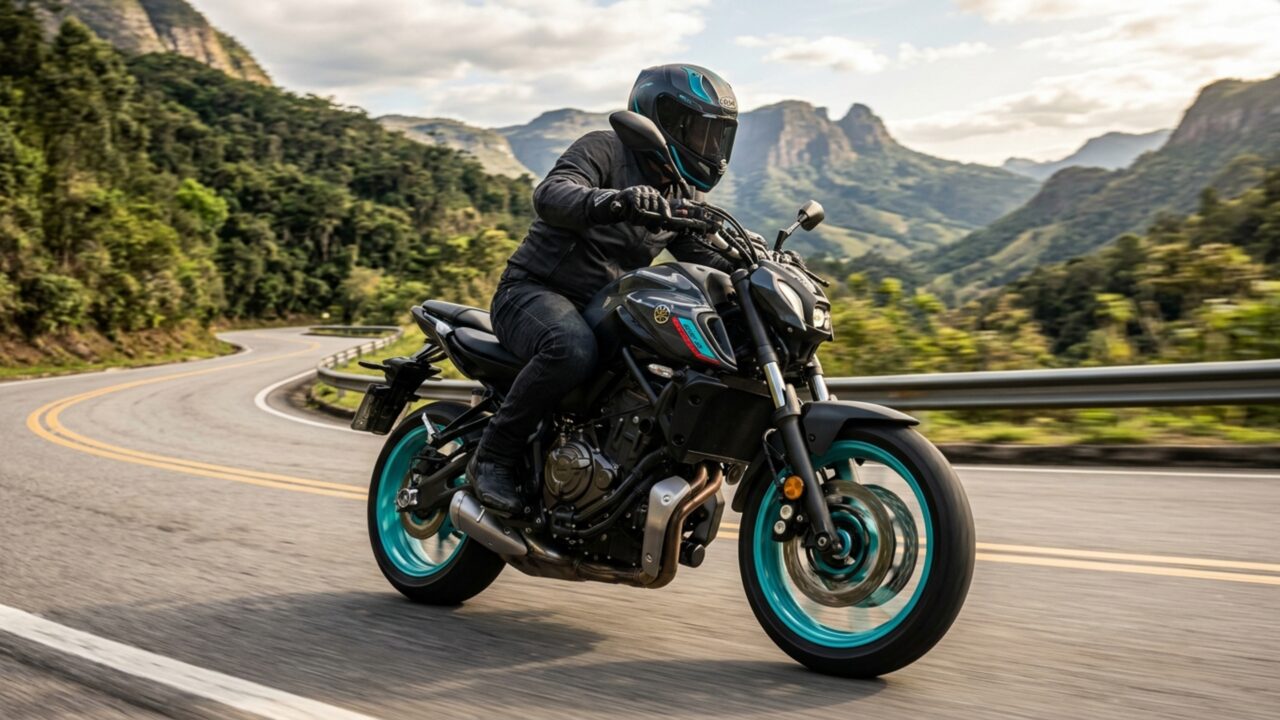 Apenas 183 kg acompanham motor bicilíndrico de 73,4 cv, torque de 6,9 kgfm e painel conectado que exibe mensagens com a moto parada