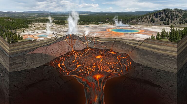 Sob Yellowstone existem grandes reservatórios magmáticos predominantemente sólidos, muito diferentes da ideia popular de uma enorme cavidade cheia de lava