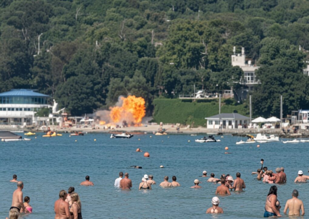 Drone ucraniano atinge praia russa e deixa mortos