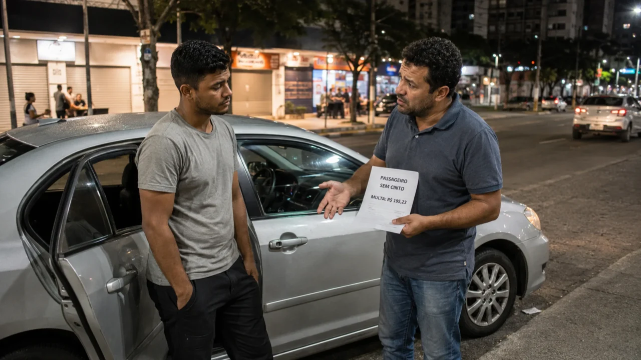 Passageiro tira o cinto no banco traseiro do carro de aplicativo, motorista leva multa e cobra do cliente o prejuízo